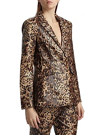 Cheyenne Leopard Faux-Leather Blazer