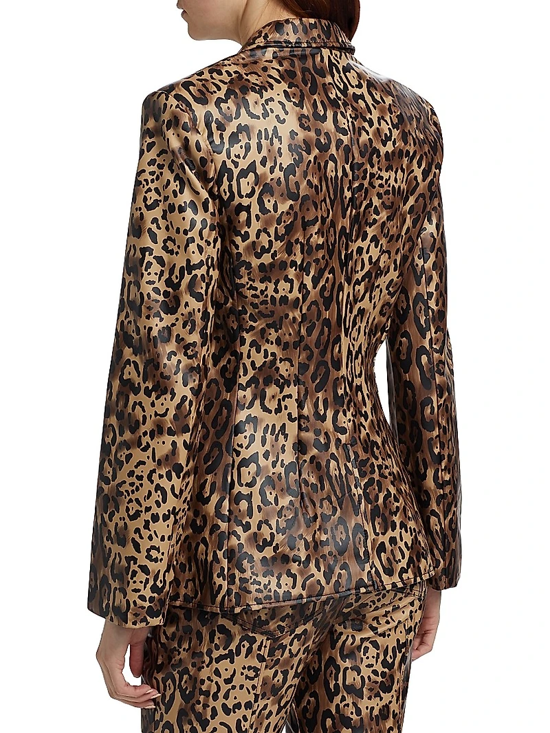 Cheyenne Leopard Faux-Leather Blazer