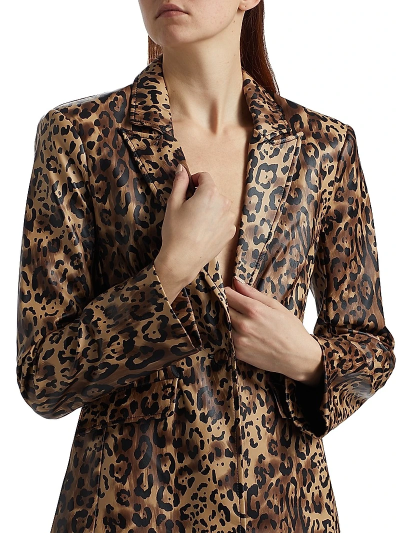 Cheyenne Leopard Faux-Leather Blazer