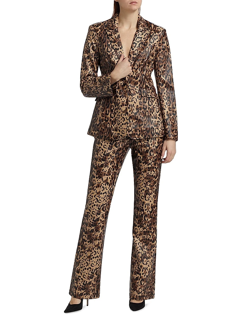 Cheyenne Leopard Faux-Leather Blazer