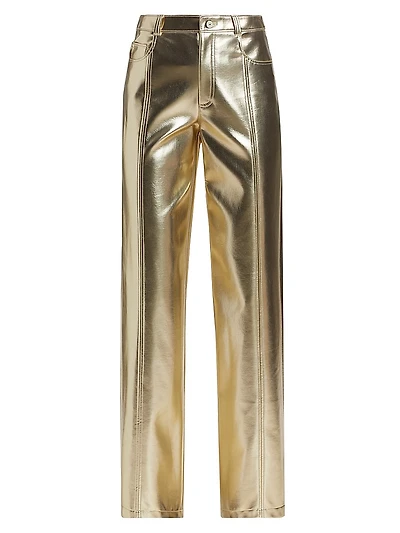 Francine Metallic Faux Leather Straight-Leg Pants