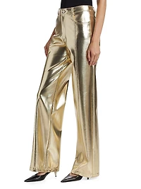 Francine Metallic Faux Leather Straight-Leg Pants