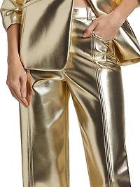 Francine Metallic Faux Leather Straight-Leg Pants