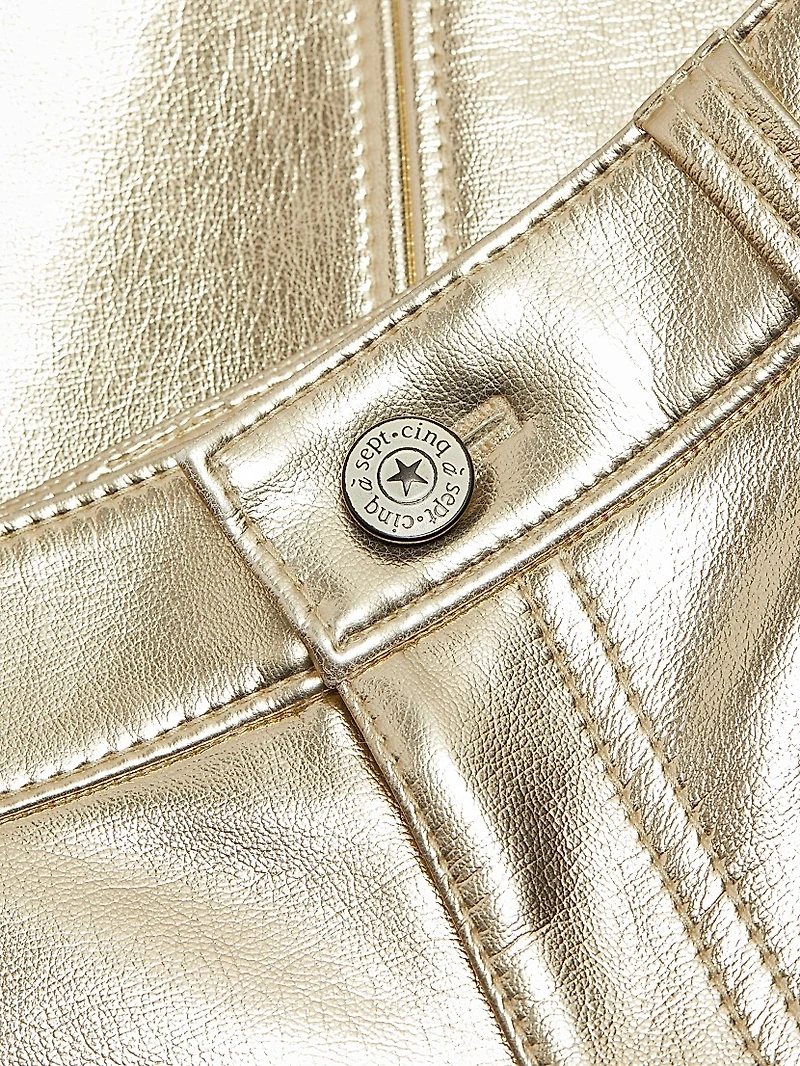 Francine Metallic Faux Leather Straight-Leg Pants