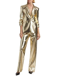 Francine Metallic Faux Leather Straight-Leg Pants
