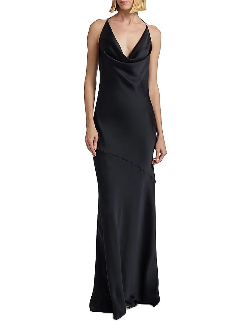 Haleigh Charmeuse Cowlneck Gown