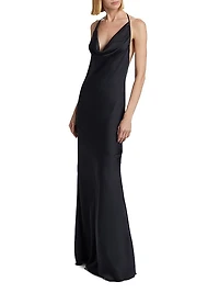Haleigh Charmeuse Cowlneck Gown
