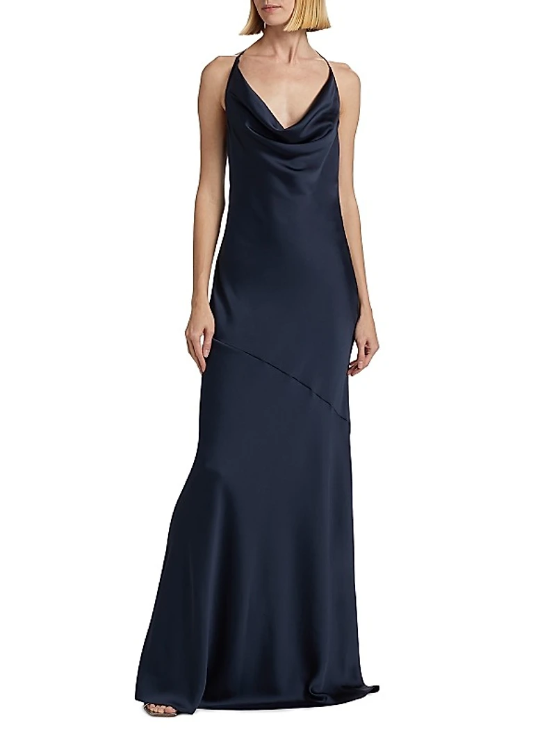 Haleigh Charmeuse Cowlneck Gown