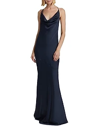 Haleigh Charmeuse Cowlneck Gown