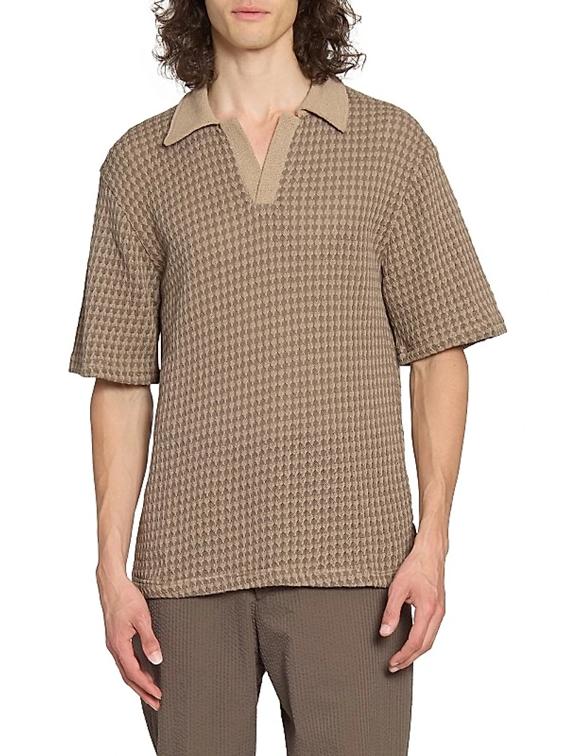 Pele Textured Cotton Polo Shirt