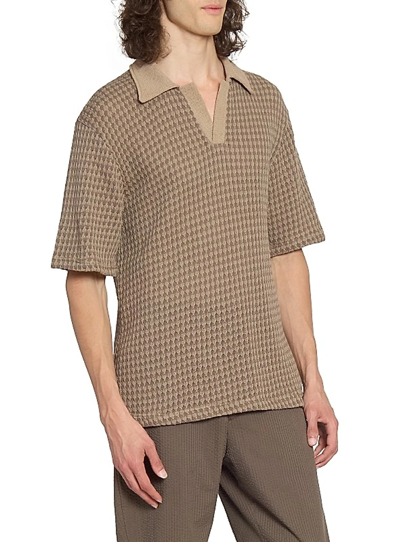 Pele Textured Cotton Polo Shirt