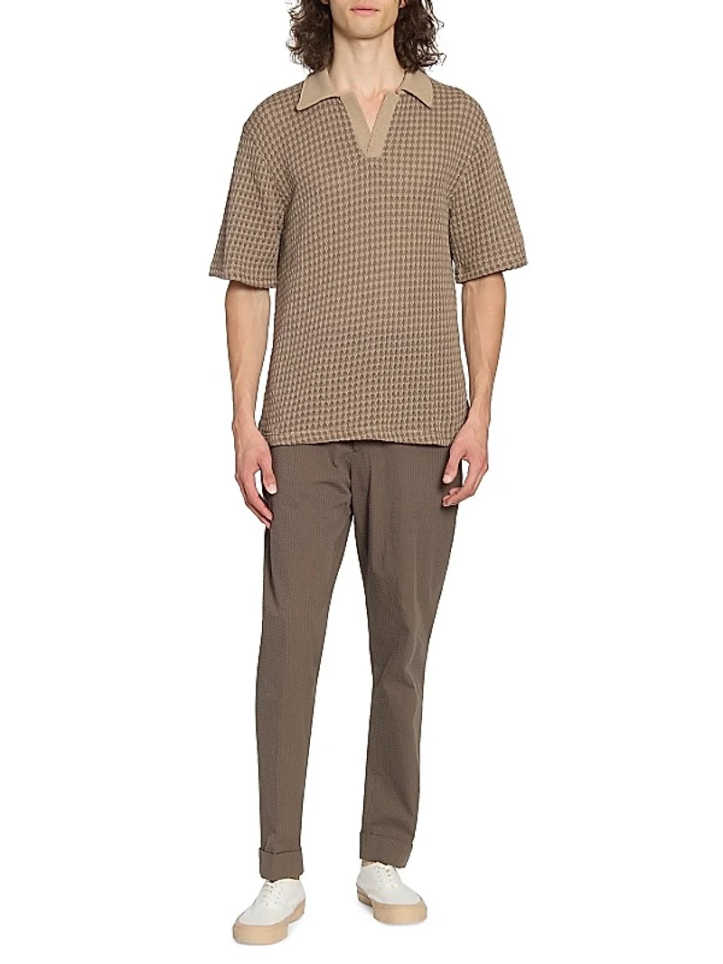 Pele Textured Cotton Polo Shirt