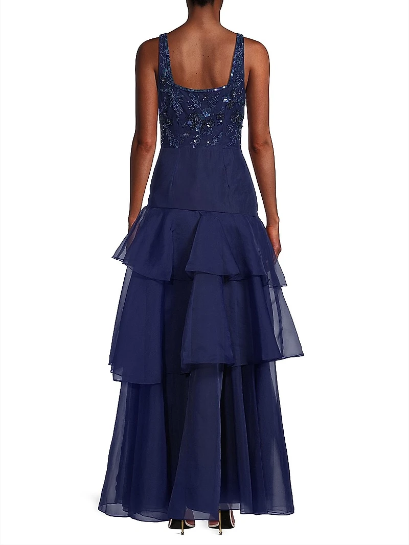 Beaded Organza Frill Ballgown