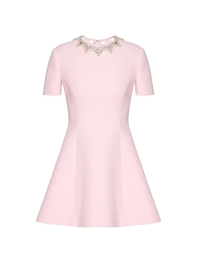 Embroidered Crepe Couture Short Dress