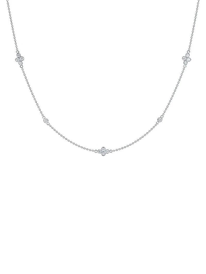 Diamond Strings Quads 18K Gold & 0.46 TCW Diamond Station Necklace