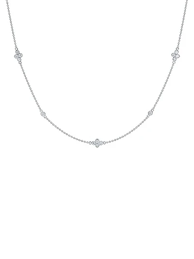 Diamond Strings Quads 18K Gold & 0.46 TCW Diamond Station Necklace