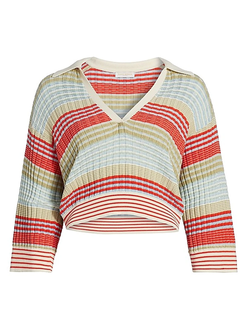 Azaria Striped Cotton-Blend Sweater