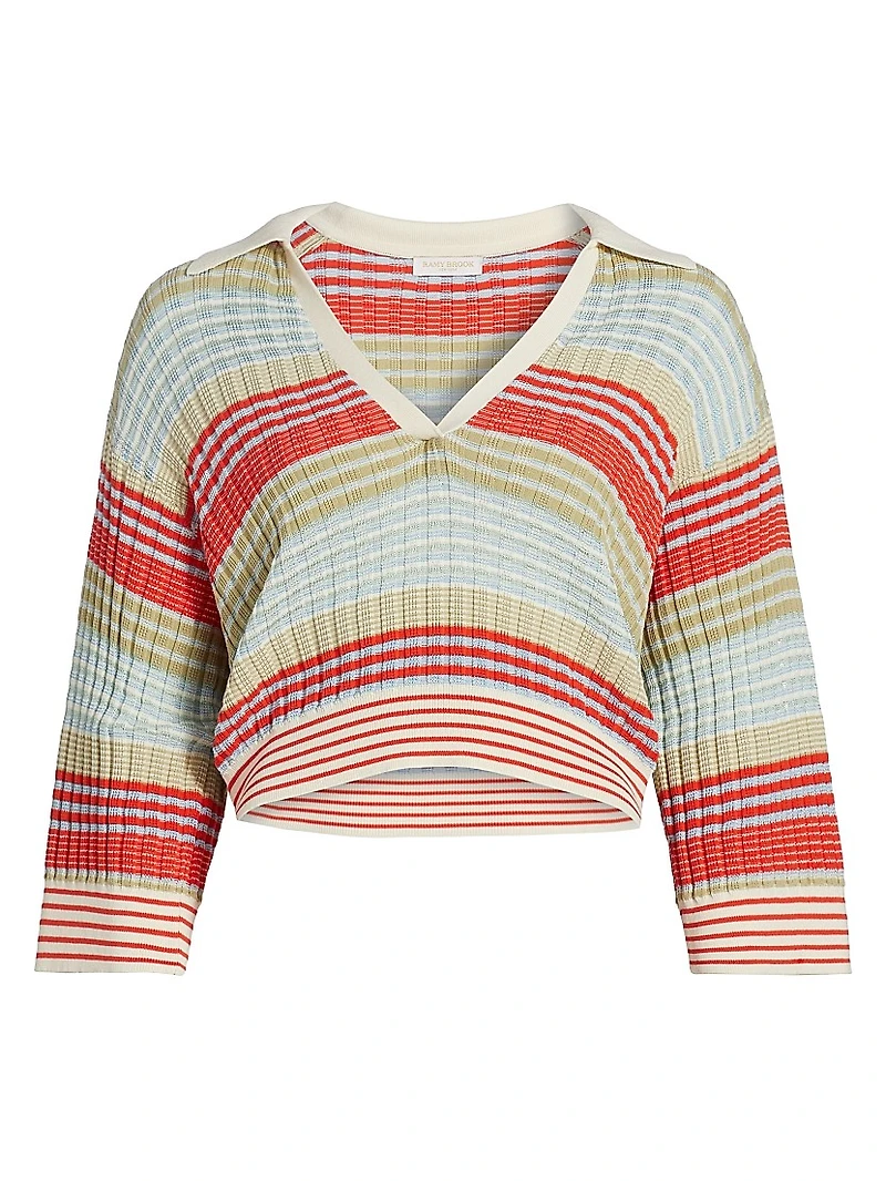 Azaria Striped Cotton-Blend Sweater