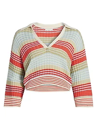 Azaria Striped Cotton-Blend Sweater