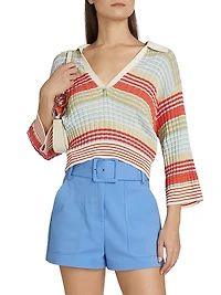 Azaria Striped Cotton-Blend Sweater
