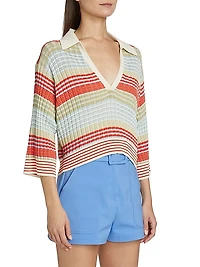 Azaria Striped Cotton-Blend Sweater
