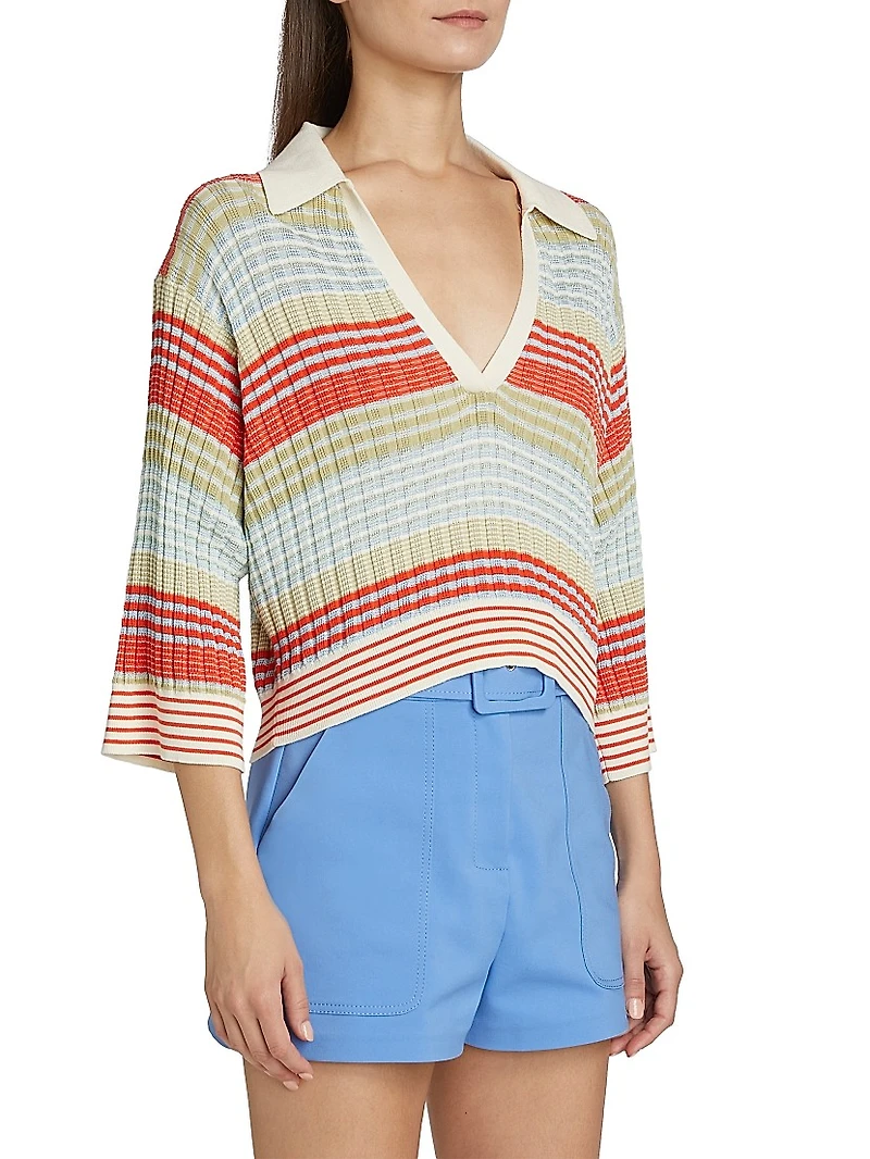 Azaria Striped Cotton-Blend Sweater