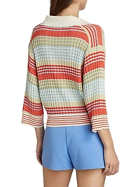 Azaria Striped Cotton-Blend Sweater