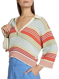 Azaria Striped Cotton-Blend Sweater