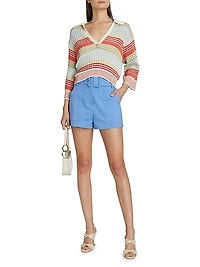 Azaria Striped Cotton-Blend Sweater