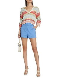 Azaria Striped Cotton-Blend Sweater