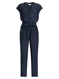 Aletha Tie-Waist Short-Sleeve Jumpsuit