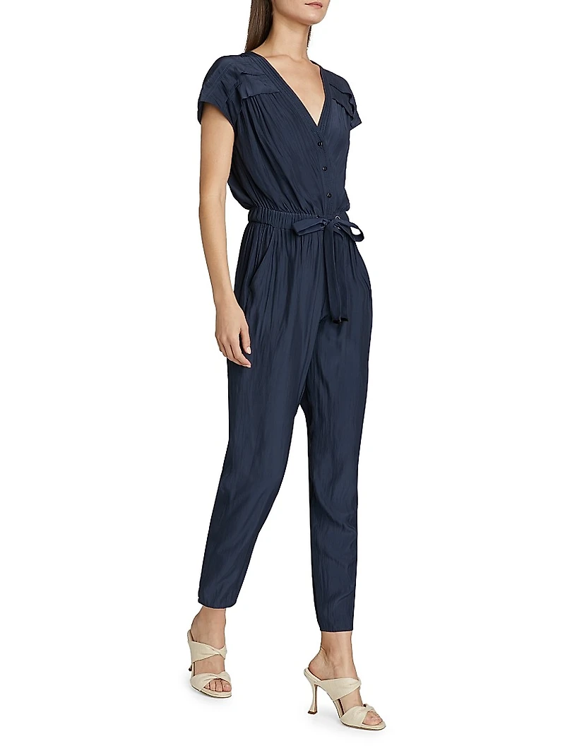 Aletha Tie-Waist Short-Sleeve Jumpsuit