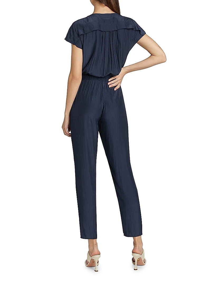 Aletha Tie-Waist Short-Sleeve Jumpsuit