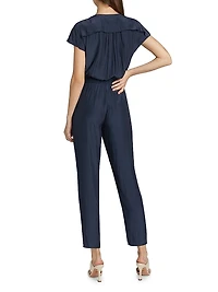 Aletha Tie-Waist Short-Sleeve Jumpsuit