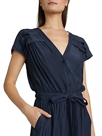 Aletha Tie-Waist Short-Sleeve Jumpsuit