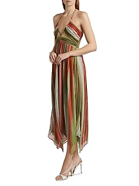 Anaja Striped Silk Halterneck Midi-Dress