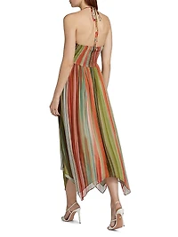 Anaja Striped Silk Halterneck Midi-Dress