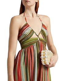 Anaja Striped Silk Halterneck Midi-Dress