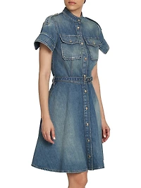 Denim Belted Fit & Flare Minidress