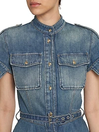 Denim Belted Fit & Flare Minidress