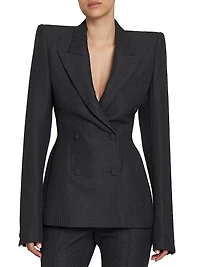 Prince Of Wales Wool-Mohair Double-Breasted Jacket