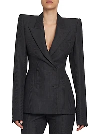 Prince Of Wales Wool-Mohair Double-Breasted Jacket