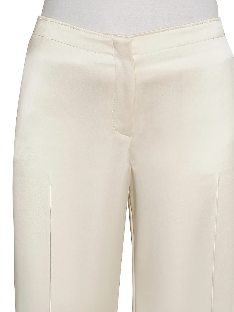 Satin Flared Mid-Rise Pants