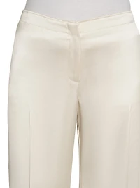 Satin Flared Mid-Rise Pants