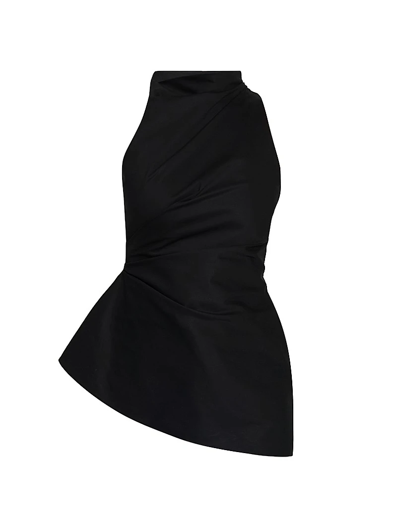 Asymmetric Stretch Twill Sleeveless Top