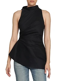 Asymmetric Stretch Twill Sleeveless Top