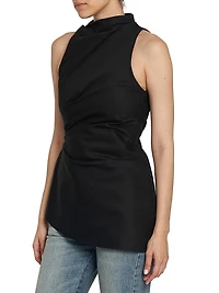 Asymmetric Stretch Twill Sleeveless Top