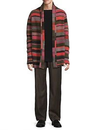 Striped Cashmere Smoking Jacket