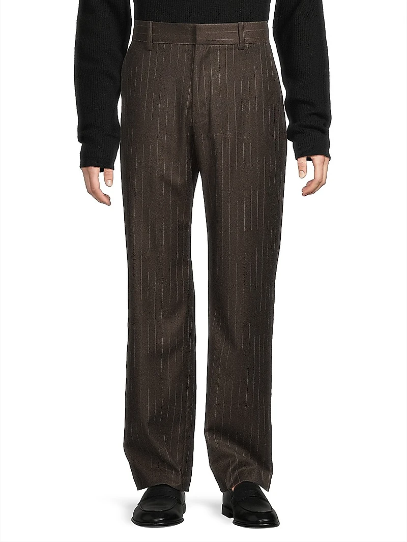 Chalk stripe Flat-Front Trousers