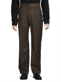Chalk stripe Flat-Front Trousers